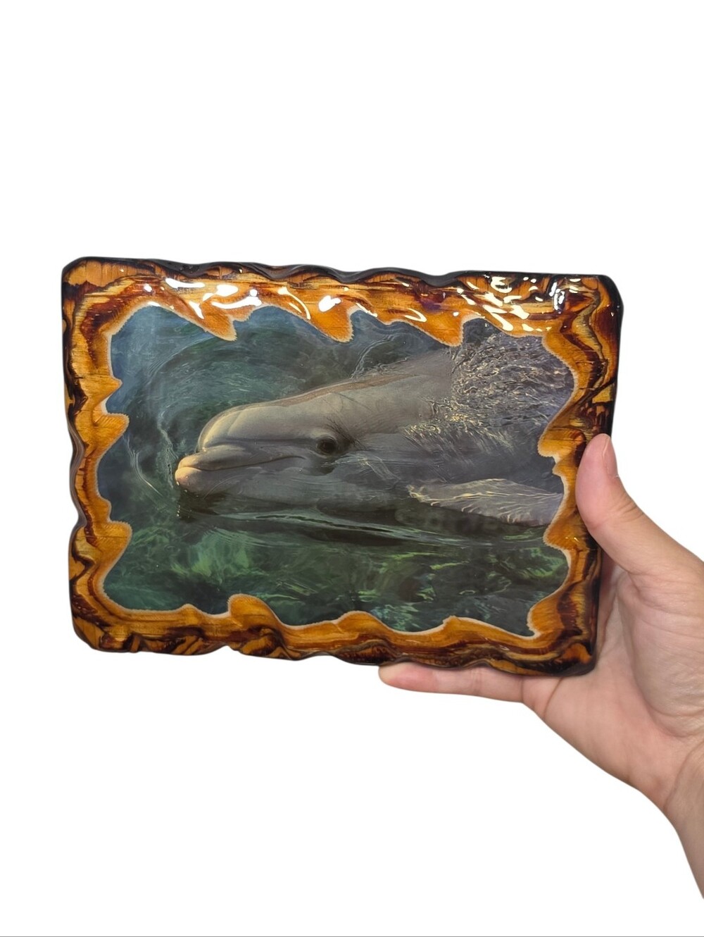 Vintage 80's Dolphin Wooden Lacquered Wall Decor